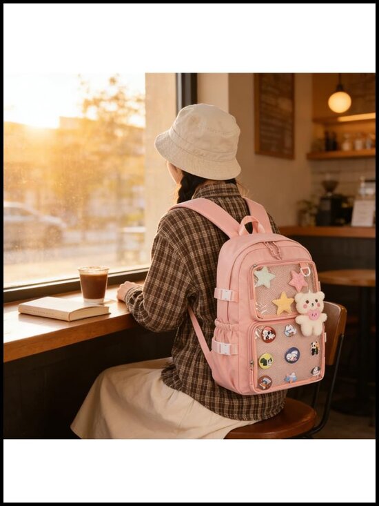 Ita Bag Clear Pin Display Backpack with Mesh Inserts Kawaii Cute Transparent